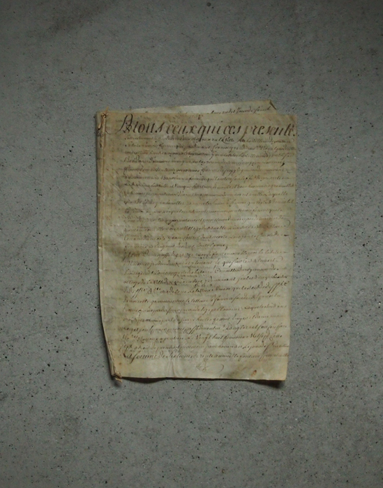 1739年の羊皮紙に書かれた古文書