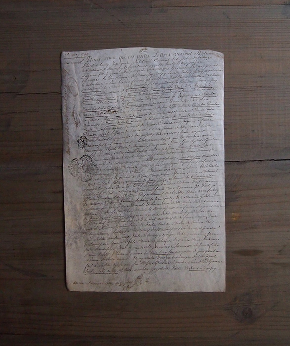 羊皮紙に書かれた古文書 1749年